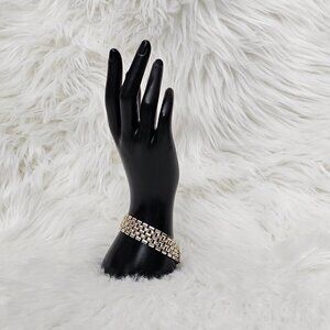 Goldette Vintage Gold Tone Mesh Link Retro Signed Bracelet